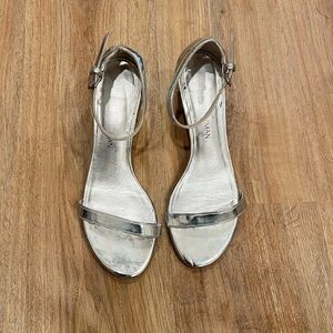 Stuart Weitzman Silver Ankle Strap Sandals - Sz 6
